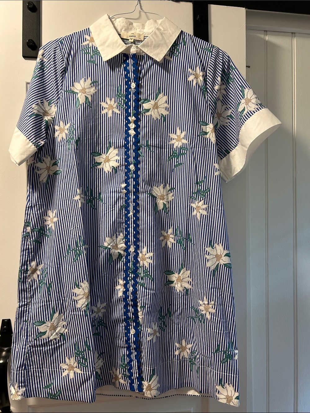 Blue Striped Floral Short-Sleeve dress -NWT
